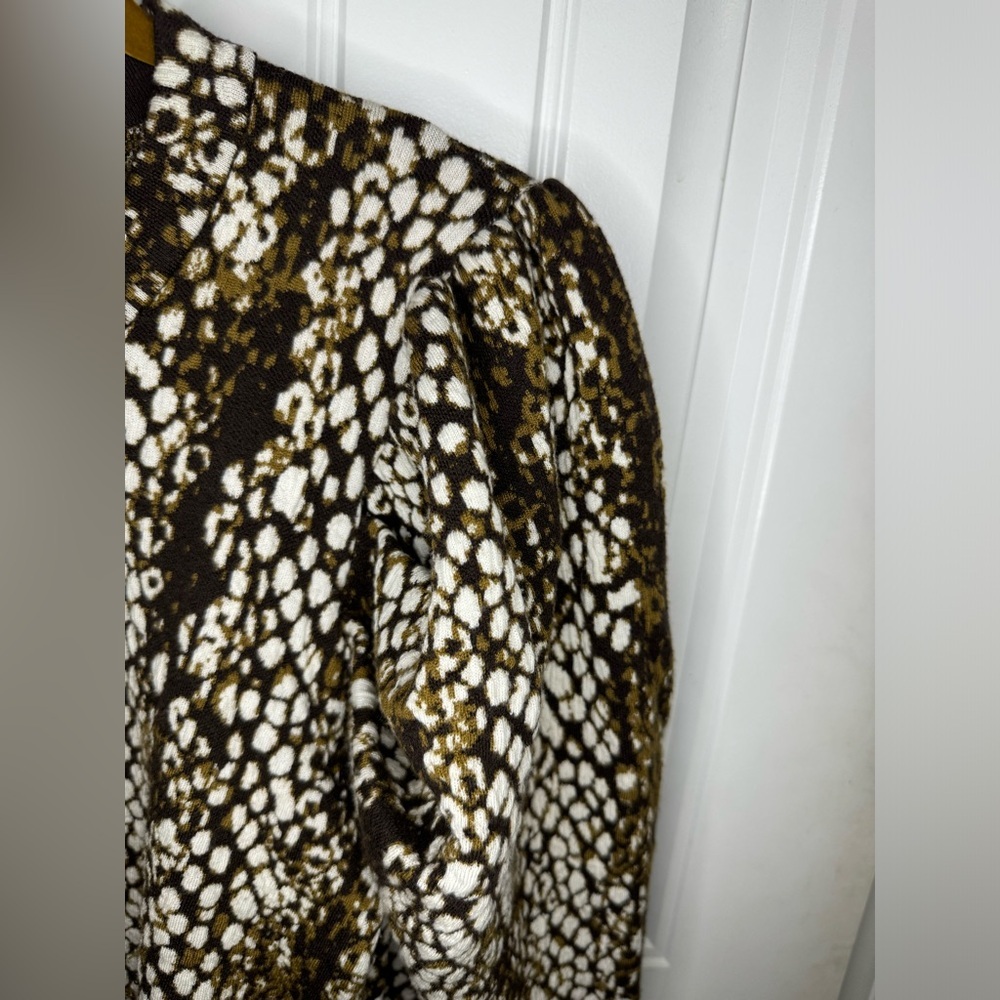 Ulla Johnson Black White Brown Printed Puff-Sleeve Crewneck Sweater - Picture 3 of 7